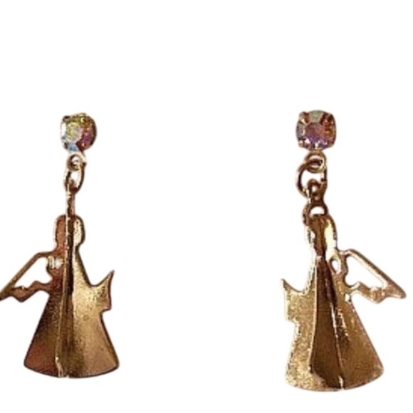 Avon Angel Wing Pierced Post Stud Earrings Gold Tone - Picture 2 of 5